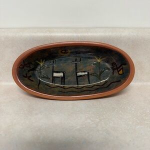 Hand Painted Seminario Terracotta Pottery Bowl Peru Earth Tones
